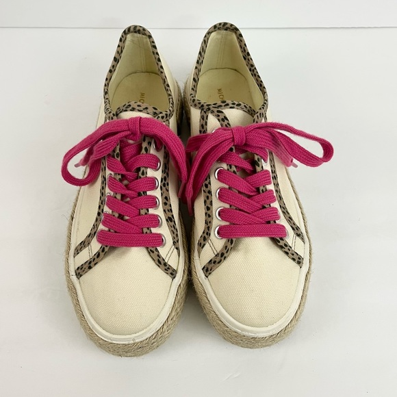 Michelle McDowell Cream Leopard Espadrille Pink Lace Up Sneakers Women’s Size 6 - Picture 14 of 14